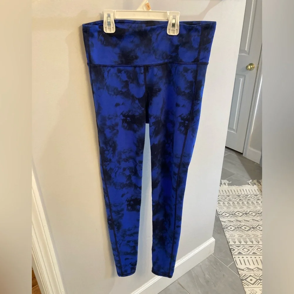 Athleta woman’s black and blue tie dyed full length leggings size medium - Picture 1 of 5
